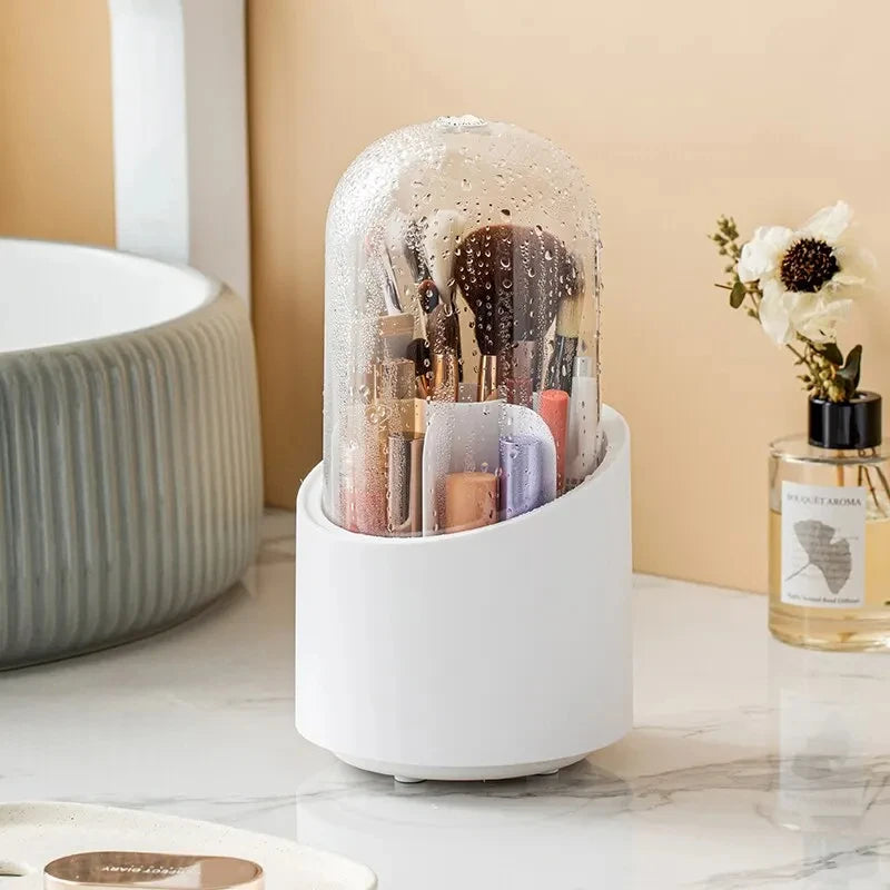 Rotating Makeup Brush Storage Box Portable Multifunction Dust Proof Desktop Organizer Lipstick Shadow Cosmetic Holder